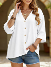V-Neck Button T-Shirt Cardigan Top